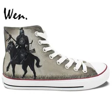 Wen Hand Painted Canvas Sneakers Design Custom 300 Rise of an Empire Men Women’s High Top Shoes for Birthday Gifts