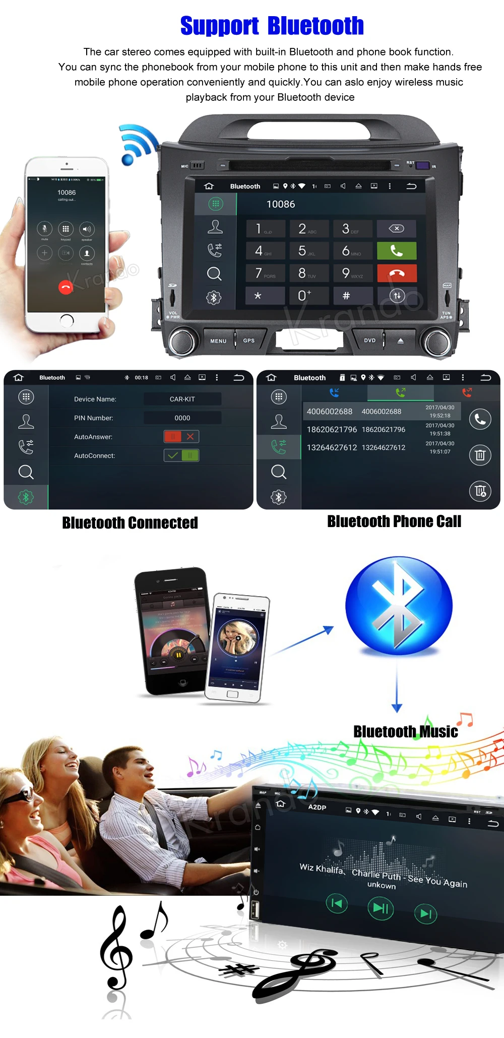 Top Krando 8" Android 9.0 car navigation multimedia system for Kia Sportage 2010-2014 audio radio gps dvd player 3