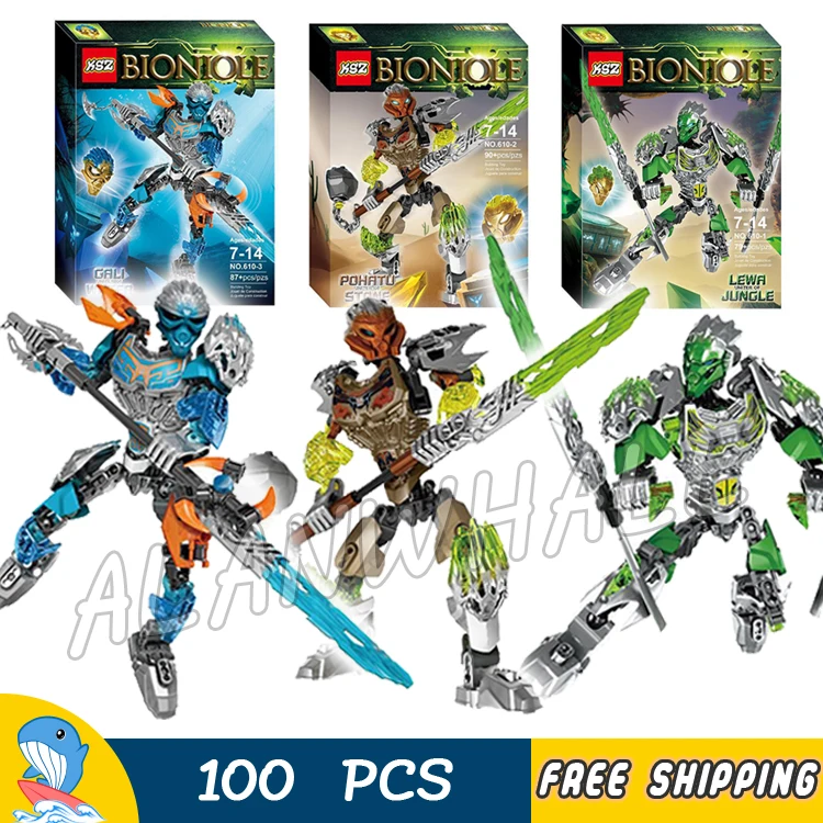 

2017 Bionicle Hero Lewa Pohatu Gali Uniter of Jungle Stone Water Model Building Blocks Gifts Bricks Toys Compatible With lego
