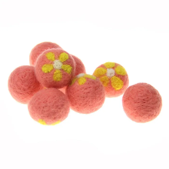 30 шт. 30 мм иглы шерстяные шарики пена заполнены цветок вышивка бусины шерсть помпоны аксессуары для бижутерии DIY - Цвет: Peach
