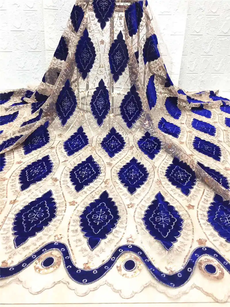 

African velvet Lace French Tulle Mesh Laces Fabrics High Quality Sequins Embroidery Wedding Dress Nigerian Lace Fabric FJA26-4