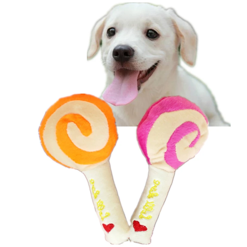 Cute Lollipop Pet Squeak Toys Plush Sound Play Dog Toys For Small Large