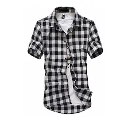 YZBZJC новые летние модные Chemise Homme Для мужчин s клетчатые рубашки футболка с коротким рукавом Для мужчин блузка Рубашки в клетку Для мужчин
