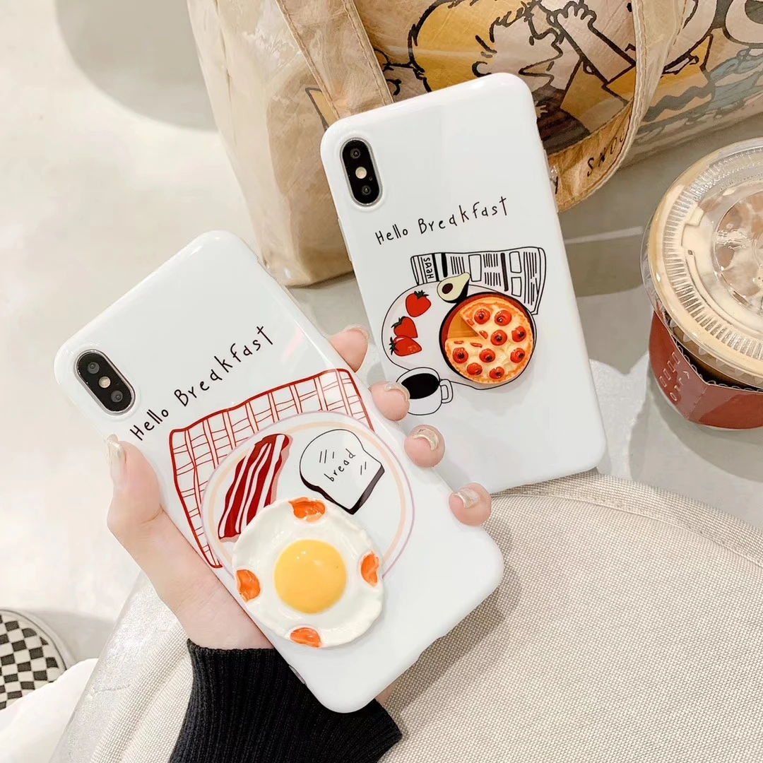 

3D Omelette Pizza Phone Case for Iphone X XR XS XS Max for iPhone 6 6s 7 8 Plus Funny Breakfast Coffee Soft Silicone Case Capa