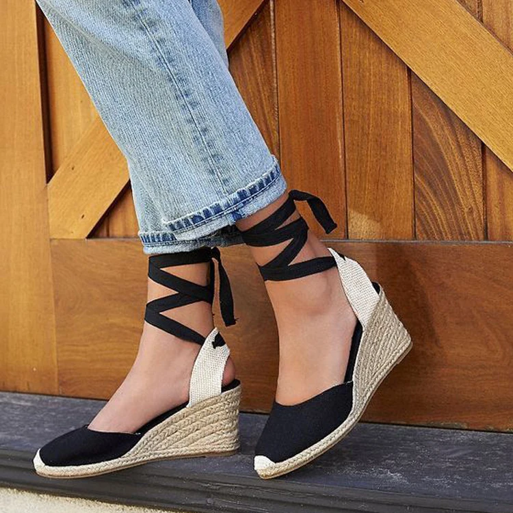 

2018 New Fashion Womens Platform Pumps Sexy Summer Wedges Cross Tied High Heels Shoes Lady aa0977