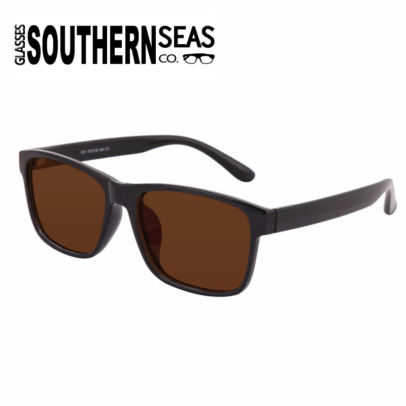 

1x Tinted Polarized Oversize Myopia Glasses Mens Womens Black Frame Green or Brown Lens -0.5 to -6.0 Shortsighted Sunglasses