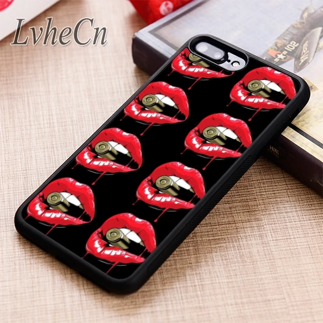 LvheCn Dangerous Lips Hot Lipstick phone Case For iPhone 5 6 6s 7 8