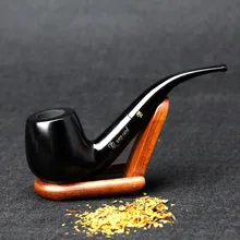 10 Outils de Fumer Ensemble Ébène Pipe En Bois Faits Main Noir Tabac Tuyau 9mm Filtre Bois Tuyau Classique Tuyau Coudé SP-002