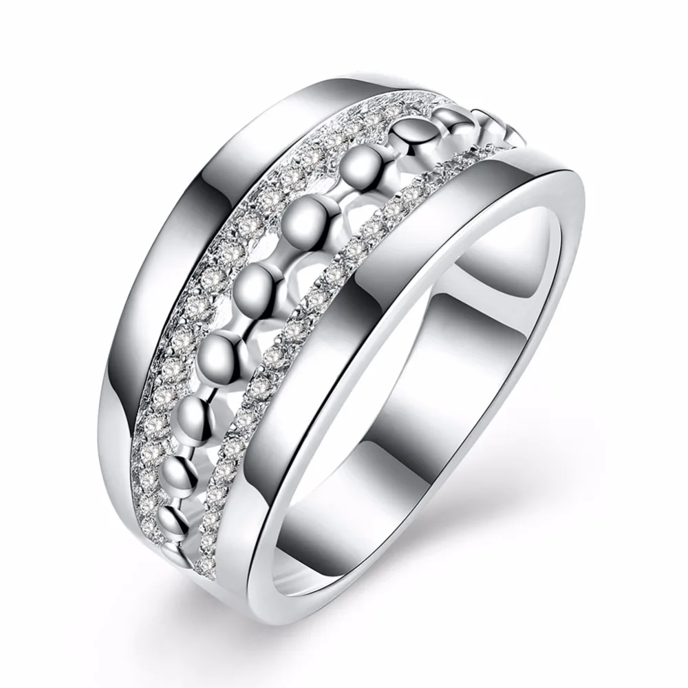 New 925 Fashion Jewelry Rings silver plated charm Classic simple round