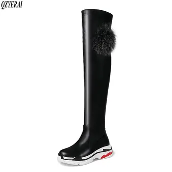 

2018 autumn and winter new style women boots over-the-knee fur women boots fashion leisure style women shoes