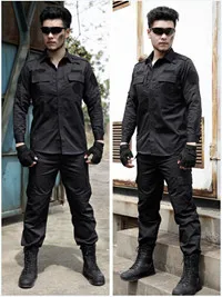 Для Мужчин's Военная Униформа мультикам черный костюм охота одежда наряд боевой Ghillie полиции мужчин костюмы Армия Камуфляж Боевая форма одежды - Цвет: long sleeved