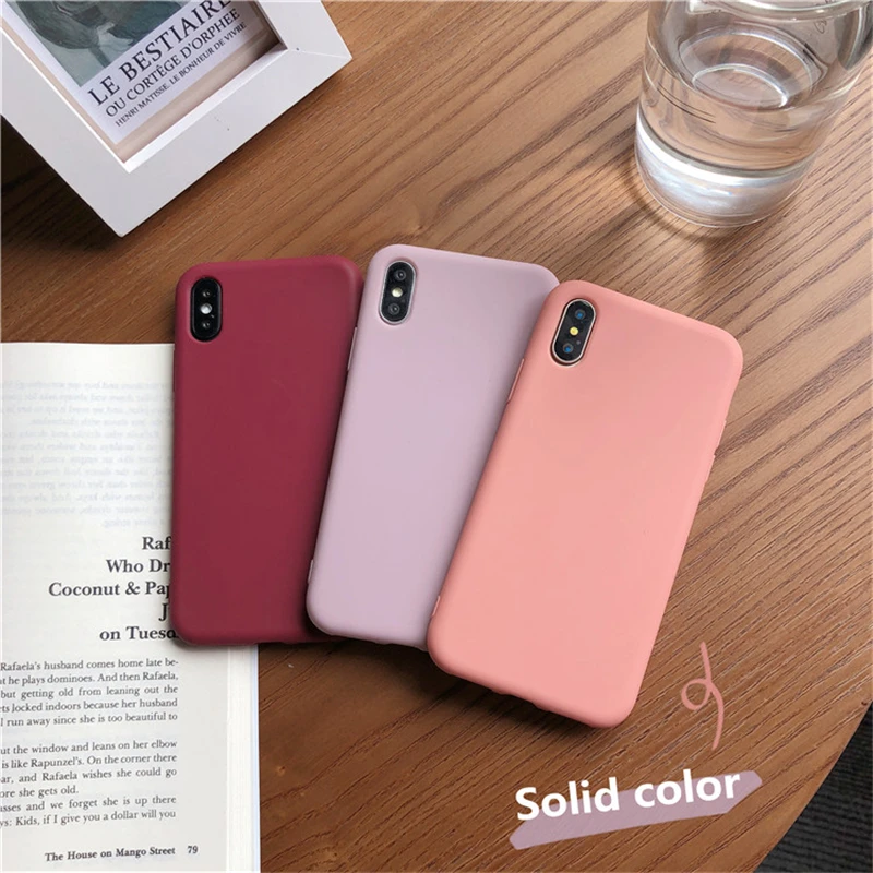 

Matte Solid Color Silicone Couples Cases For iphone XR X XS Max 6 6S 7 8 Plus Cute Candy Color Soft Simple Ultra thin Phone Case