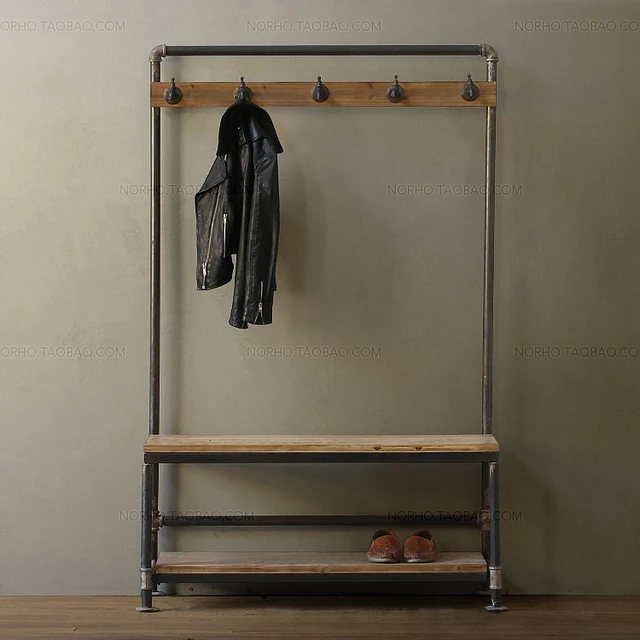 Coat Rack Lumberjac American Iron Retro Rustic Wood Coat Rack Hanger Floor Display Shelf Hangers Specials