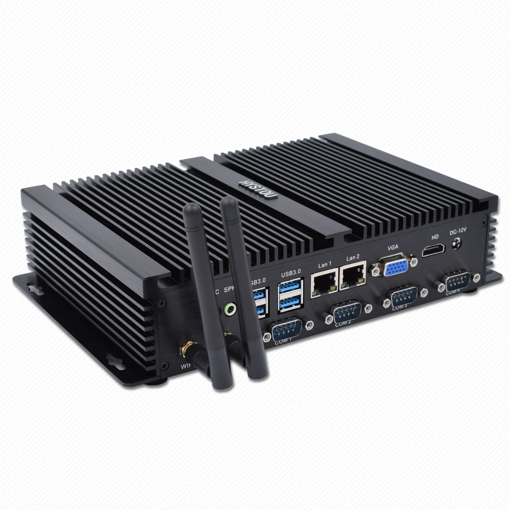 Безвентиляторный промышленный мини ПК Intel Core i5 3317U Windows XP Dual LAN NICS 4 * RS232 сервер Celeron