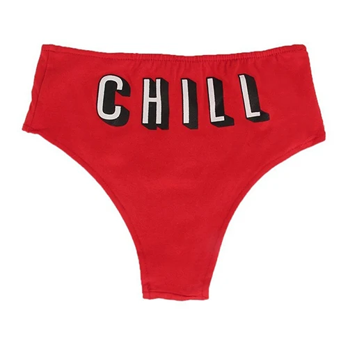 

Women Sexy s Chill Letter Print Panties High Cut Low Rise Briefs Underwear