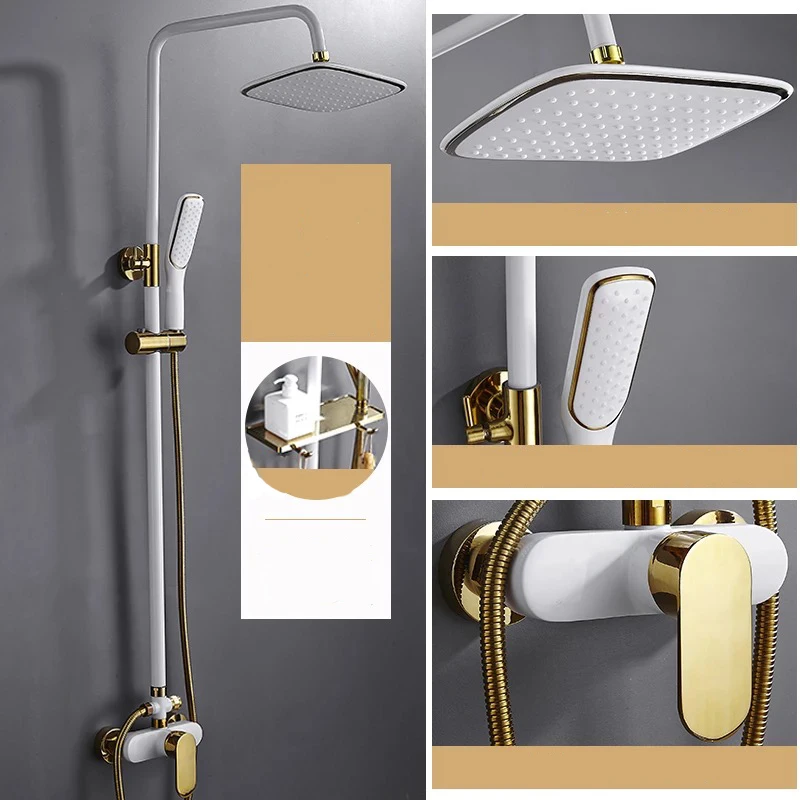 Bathroom white gold shower set brass wall shower faucet white shower set gold white Bathtub hot&cold Faucet shower Sets Bathroom white gold shower set brass wall shower faucet white shower set gold white Bathtub hot&cold Faucet shower Sets