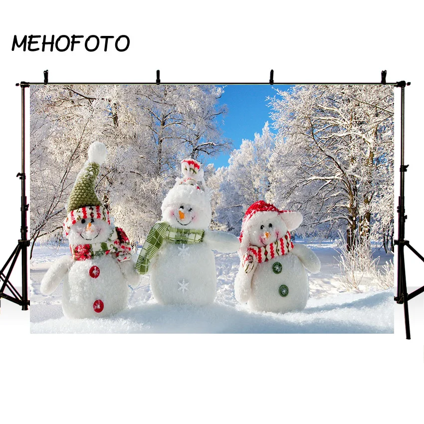 

MEHOFOTO Winter background forest pine Snow Snowman photography backdrops christmas decorations new backdrops photo studio