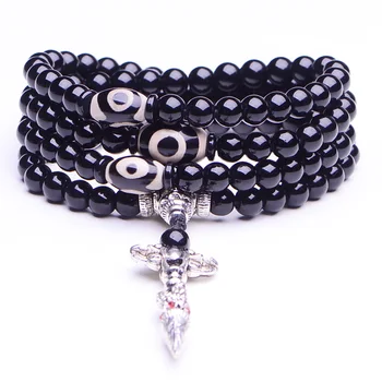 

Buddhist 108pc Guaranteed100% Natural Si bian stone needle Stone/Magic Health Energy Bracelet /Black/TV report prevent Hair loss