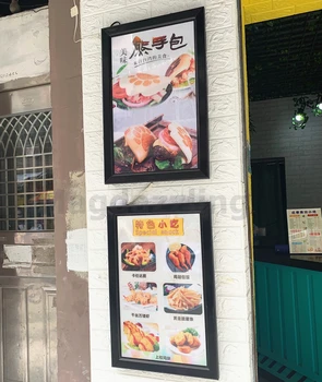 

8PCS Black Color Slim Aluminum Snap Frame LED Illuminated Menu Light Boxes 50x70CM For Restaurant/Take Away shop