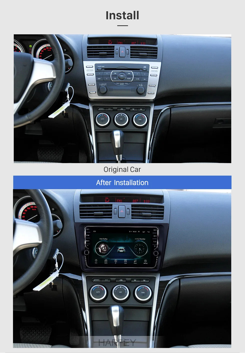 Sale Harfey 2DIN 9 inch Android 8.1 Car Radio For Mazda 6 Rui wing 2008 2009-2014 Multimedia Player GPS Head Unit bluetooth stereo 1