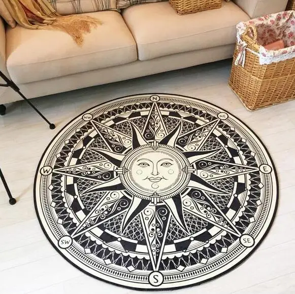 

European fornasetti Titan square style black and white living room carpet room coffee table mat non-slip living room rug