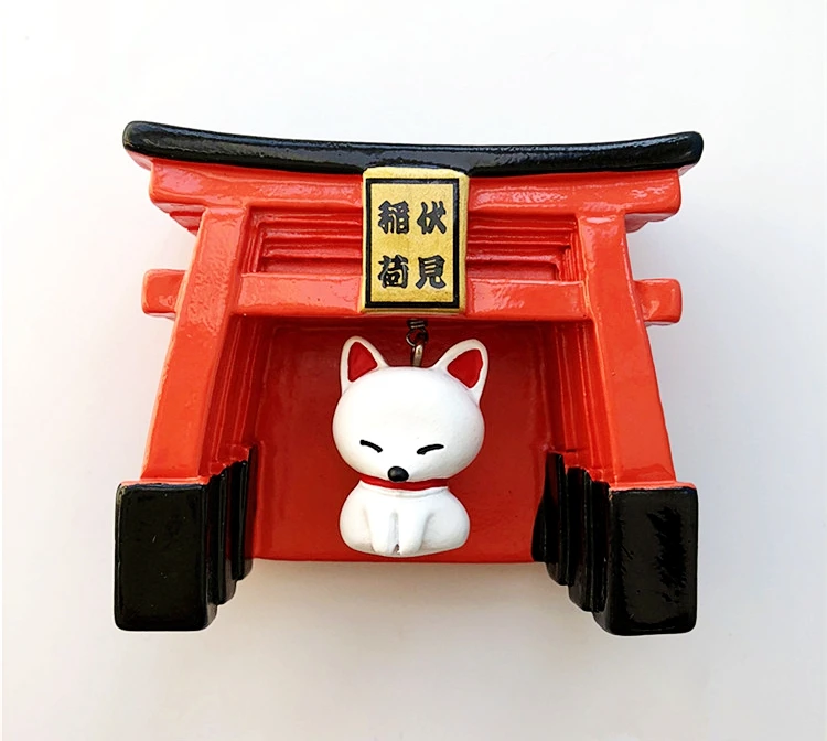 Ручная роспись Fushimi Inari Shrine White Fox 3D смолы магниты на холодильник туристические сувениры холодильник магнитные наклейки подарок