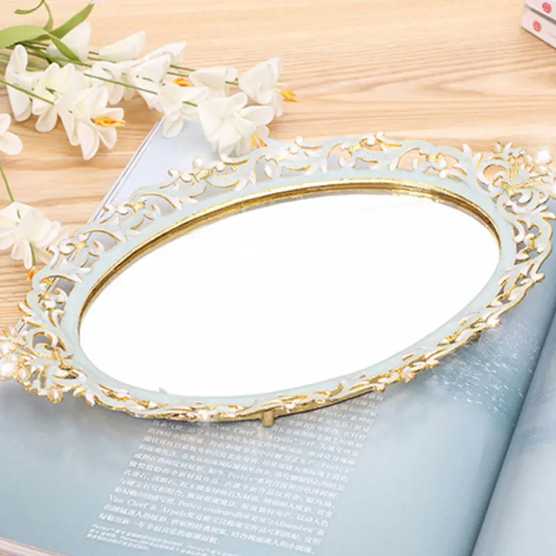 

Desktop Decoration Organizer Zinc Alloy Vintage Jewelry Storage Tray Storage Holder Chain Bracelets Earrings Storage Tray