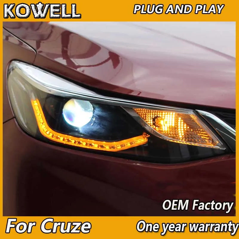 2PCS Car Styling for Chevrolet Cruze led headlights 2017 2018 led drl+Dynamic turn signal HID