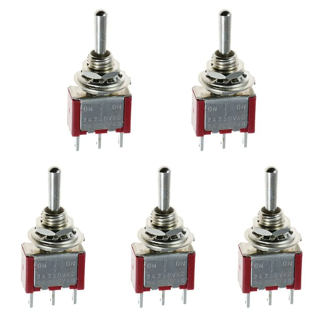 

Brand New 5 x Mini Momentary (On)Off(On) Toggle Switch Model Railway SPDT 12V,silver