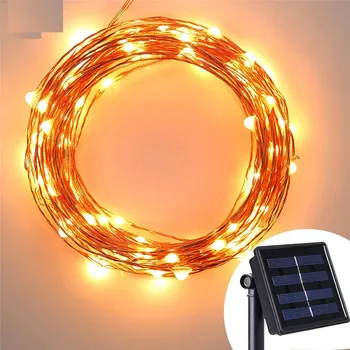 

5M 50LEDs/ 10M 100LEDs/20M 200LEDs solar powered LED Copper Wire lighting Outdoor holiday Garden party Christmas decoration lamp