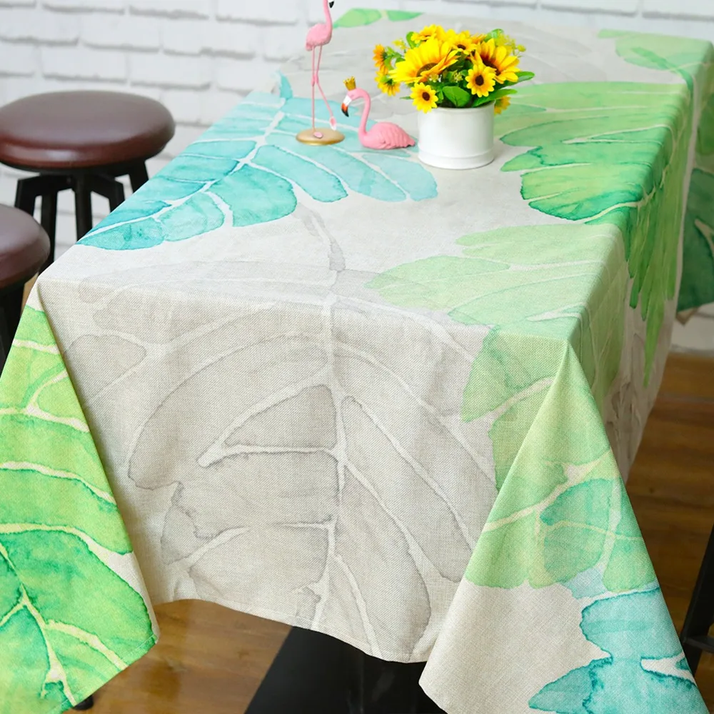 Тропические Зеленые растения напечатанные скатерти хлопок льняная ткань пасторальный стиль домашний обеденный стол покрытие для декора кухни комнаты