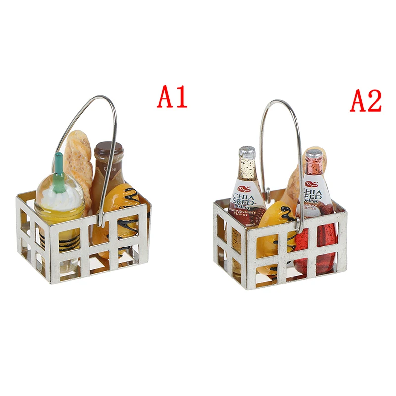 5 шт. 1:12 вино хлеб молоко столовая фрукты металлическая кофейная корзина еда для кукольного домика миниатюрная еда игрушка кукольный дом Миниатюрные аксессуары