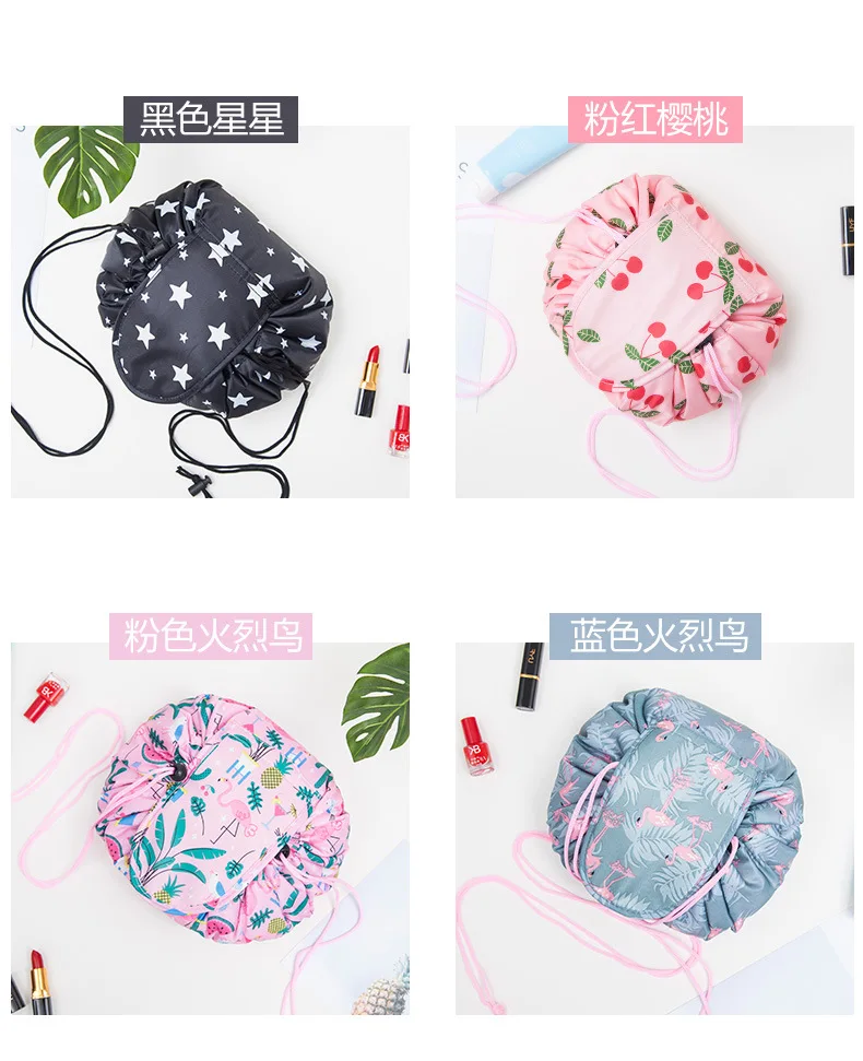 ZYJ Foldable Drawstring Travel Cosmetic Pouch Bags Portable Shoulder Makeup Storage Toiletry Beauty Case Organizer Bag Handbag (16)