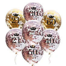 5 sztuk balon z nadrukiem Happy Birthday numer urodzinowy balony 30 40 50 60 lateksowe balony ślub dekoracja na rocznicę artykuły urodzinowe