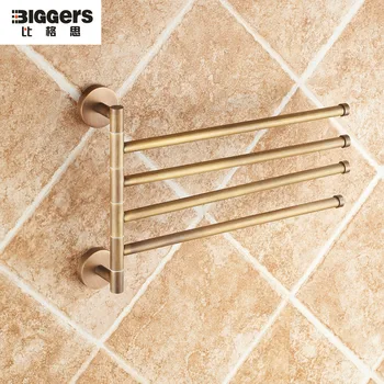 

Free shipping,European antique brass movable copper towel rack functional towel holder retro bathroom shelf 2/3/4 bars
