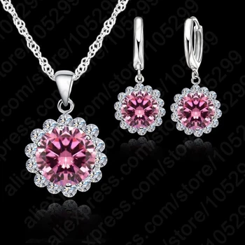 

Wholesale Price Wedding Jewelry Set 925 Pure Cubic Zircon Necklace Pendant/Earrings Fashionable Women Set