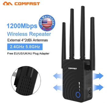 

Comfast Gigabit WiFi Repeater 1200Mbps Dual Band 5G Wireless Wifi Router Wifi Signal Booster Wi-Fi 4*2dbi Antennas Wifi Extender