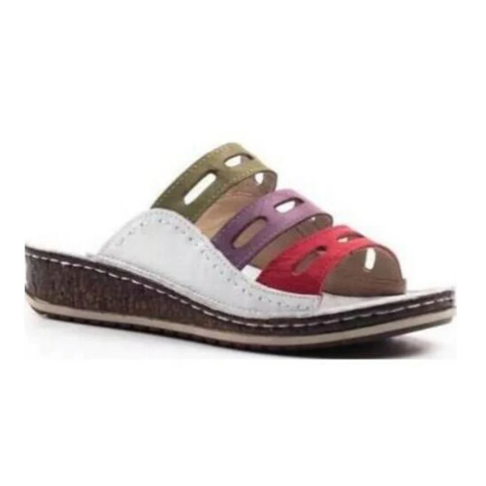 Женские трехцветные сандалии с вышивкой; летняя пляжная обувь для путешествий; BS88 - Color: as show