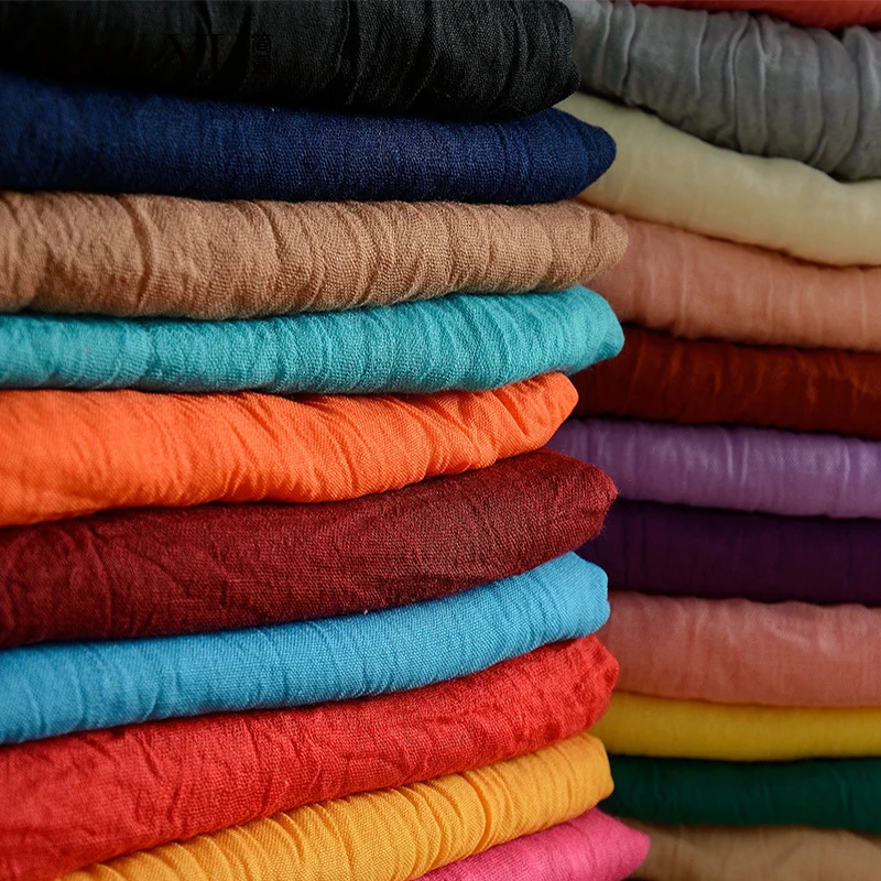 

JaneYU Fold fabric texture autumn and winter scarves pastoral simplicity silk cotton fabric 17 Solid Colors Scarves cloth