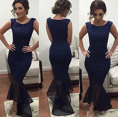 navy blue formal midi dress