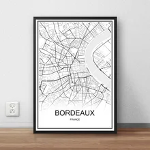 BORDEAUX France City Street Map font b Print b font Poster Abstract Coated Paper Bar Cafe