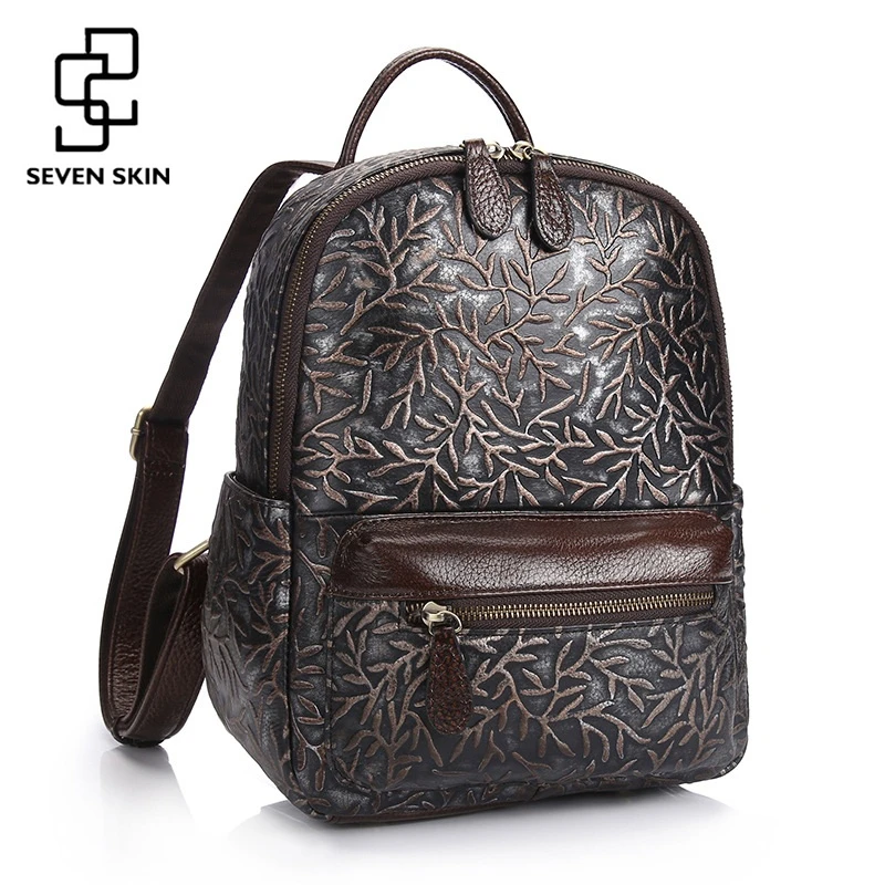 2017 New Female Fashion Design Embossed Flower School Bag Preppy Style Vintage font b Backpacks b