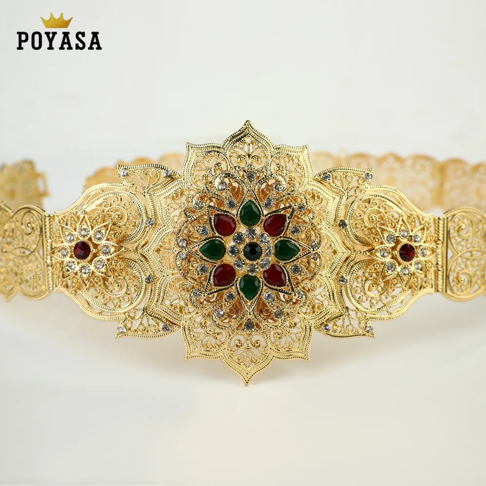 

Luxury Gold Color Women Belt Chain Metal Waistband Jewelry Long Adjustable Length Wedding Buckle Waist Belts 2019 free shipping