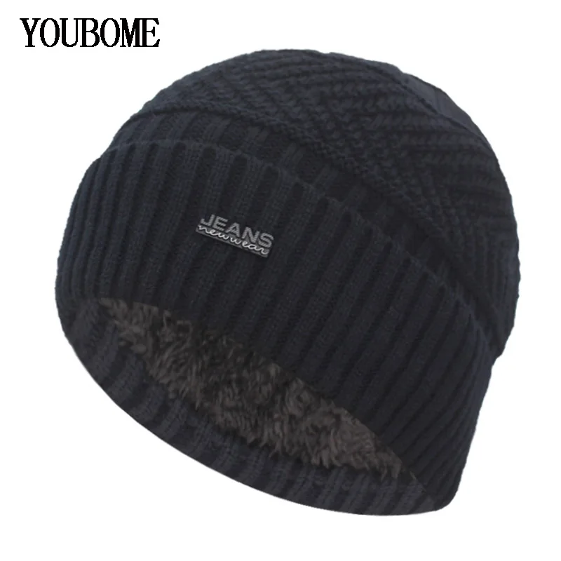Wool Hats For Men TOP-EX 50% Merino Wool Beanie Hat Men Women Winter Running Hat Thermal Wooly Knitted Hats Slouch Cuffed Beanie Cap For Ski Hiking Golf 56-65CM Black Men's Hats
