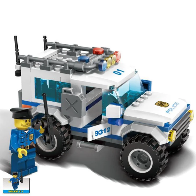 

Building block model police educational toy 10424 compatible brick Legoing City armored police car 60047