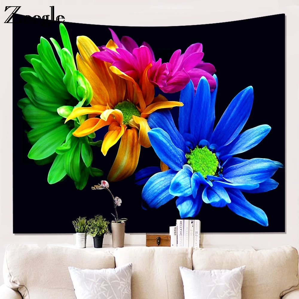 

Zeegle Wall Hanging Tapestry Home Wall Decor Blanket Flower Pattern Background Tapestry Ployester Table Cloth Sofa Cover