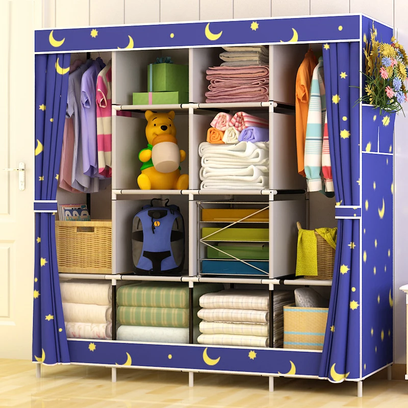 Современный простой шкаф для дома, тканевый складной шкаф для хранения в сборе, Королевский размер, усиленная комбинация, простой шкаф