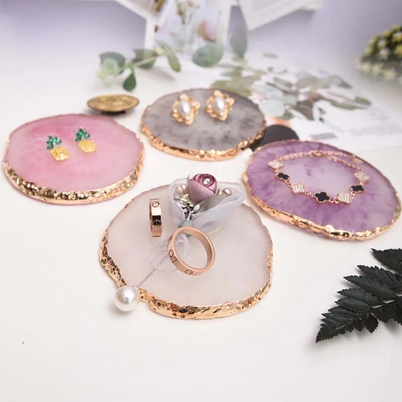 JINSERTA Resin Storage Tray Jewelry Display Plate Necklace Ring Earrings Display Tray Creative Decoration Organizer