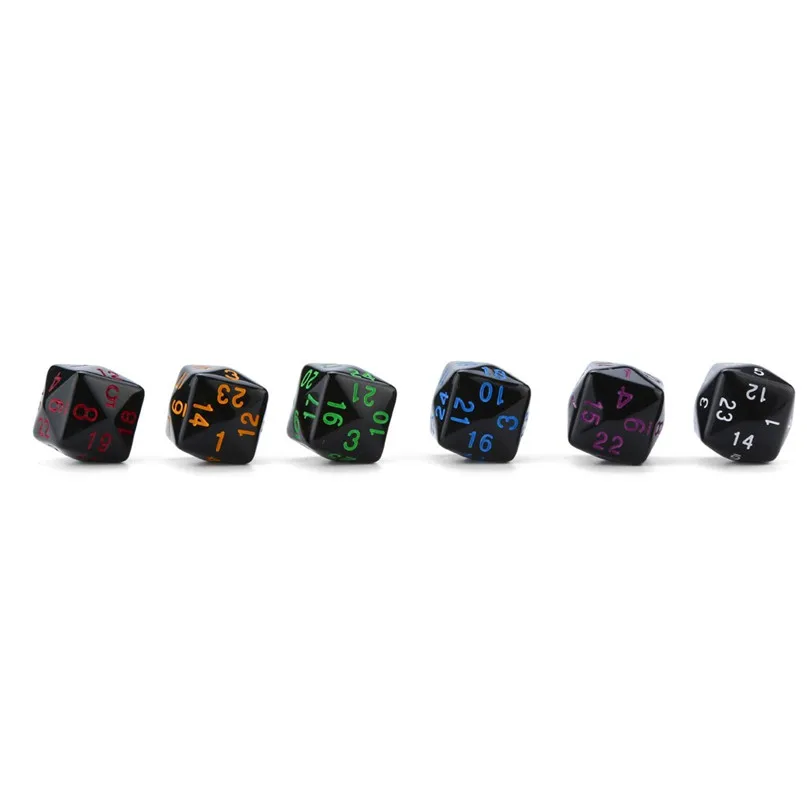 6Pcs Games Dice Party cubes For Game Dungeons & Dragons Polyhedral D24 Multi Sided Acrylic Dice boardgame #2P09 (2)