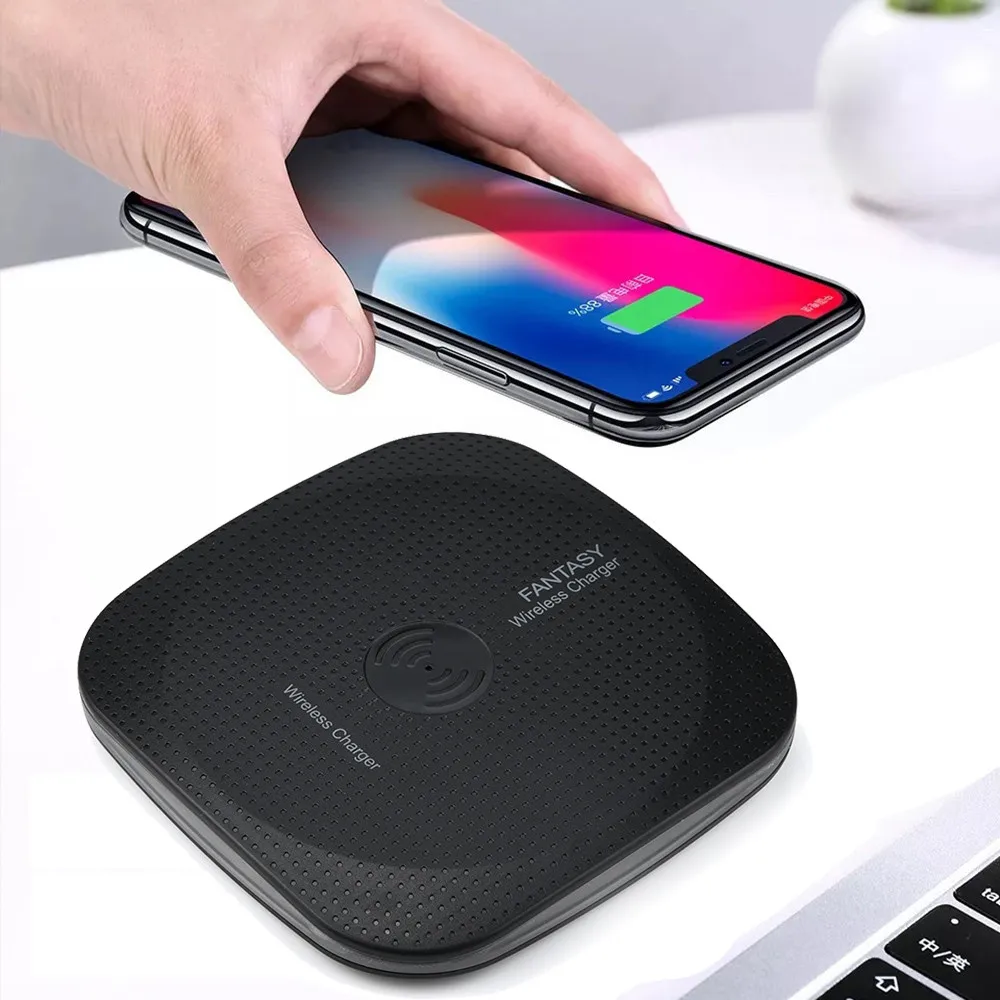 Сверхтонкое Мини Qi Беспроводное зарядное устройство высокой мощности для Iphone XS/XS